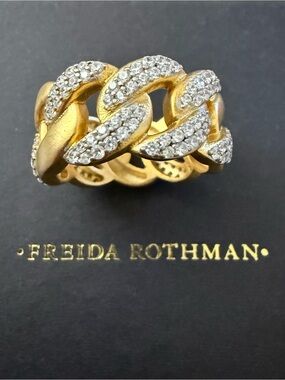 Freida Rothman: Armor of Hope Pavé Chain Link Ring - Size 9